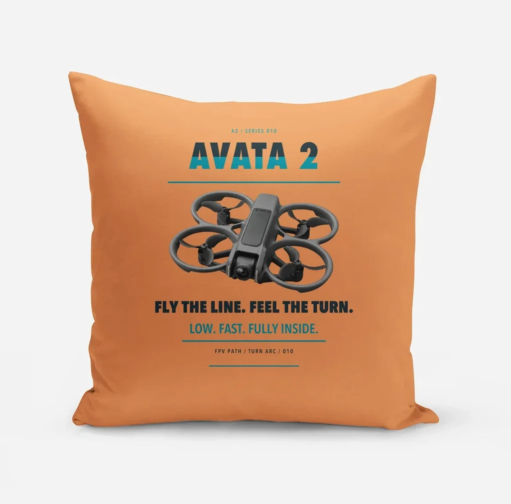 DJI Avata 2 design on orange pillow