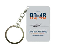 Thumbnail for RQ-4B Global Hawk design on light gray designed key chain, double-side print