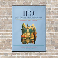Thumbnail for Ivano-Frankivsk International Airport IFO vertical canvas print - framed - light blue background