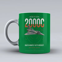 Thumbnail for Dassault Mirage 2000C RDI design on green ceramic mug, double-side print