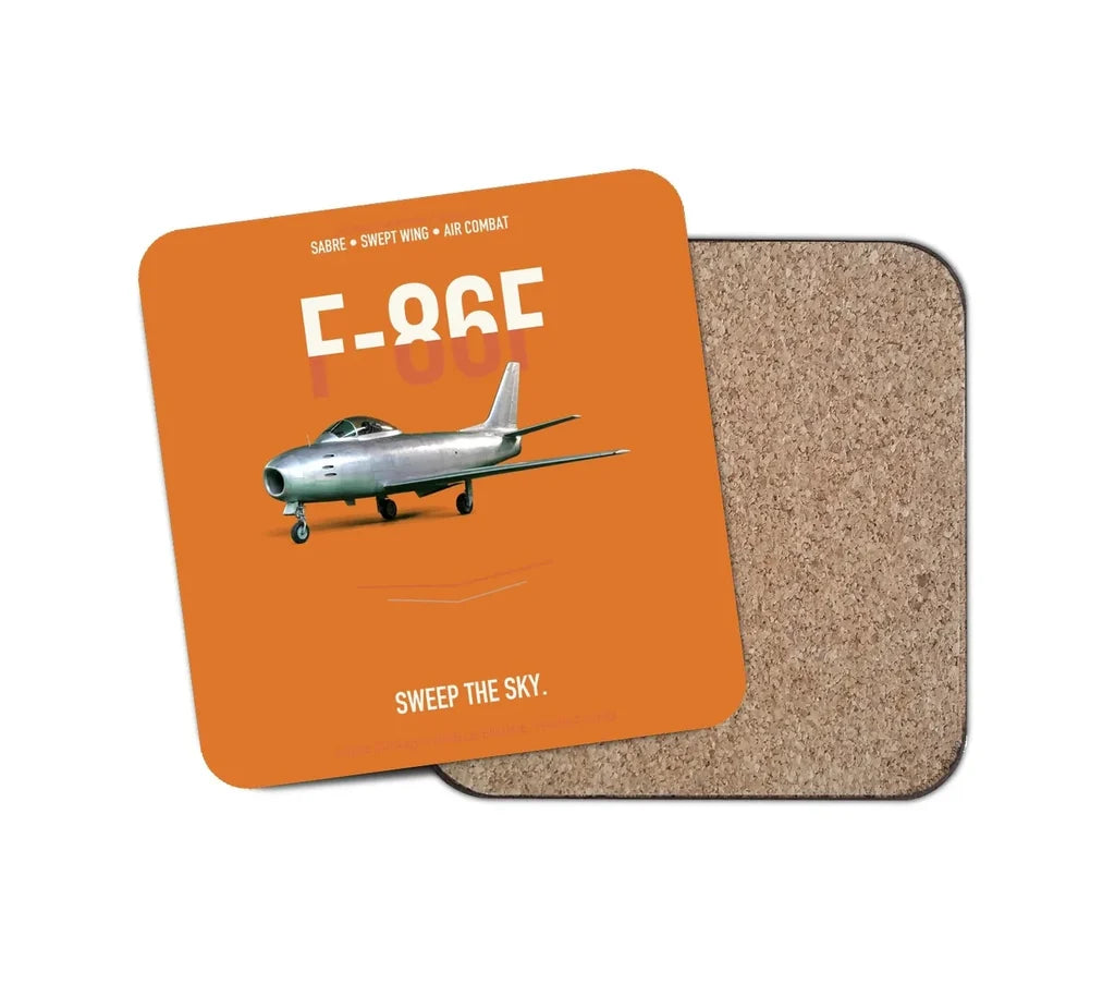 F-86F Sabre Sweep The Sky design on orange 1 piece coaster