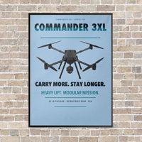 Thumbnail for Draganfly Commander 3XL vertical canvas print - framed - light blue background