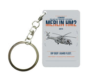 Thumbnail for Leonardo AW101 Merlin HM2 design on light gray designed key chain, double-side print