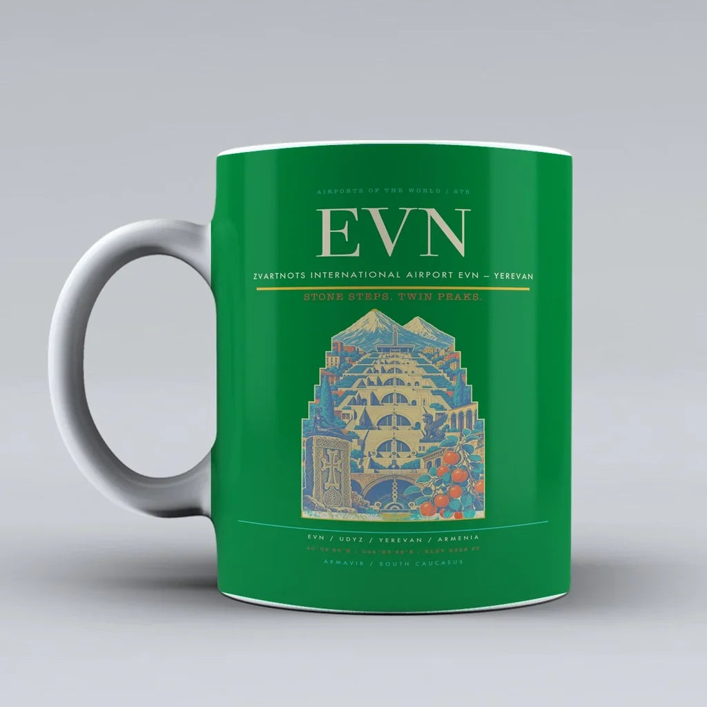 International Airport EVN — Yerevan Mug design on green zvartnots
