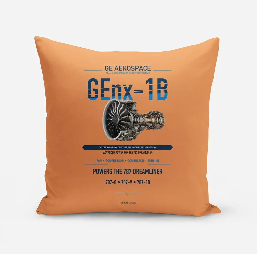 GEnx-1B design on orange pillow