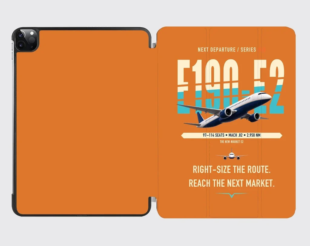 Embraer E190-E2 design on orange ipad tablet case