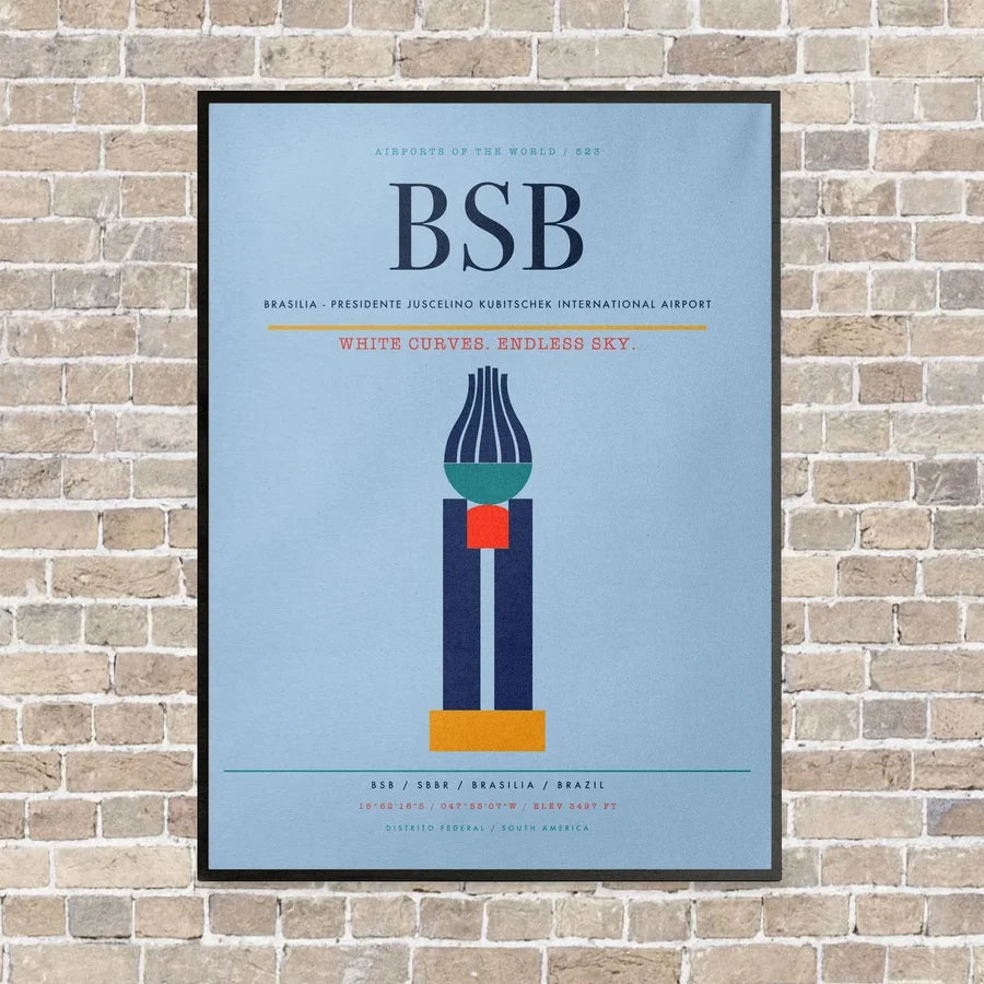 Brasilia - Presidente Juscelino Kubitschek International Airport BSB - Canvas Framed - Light Blue