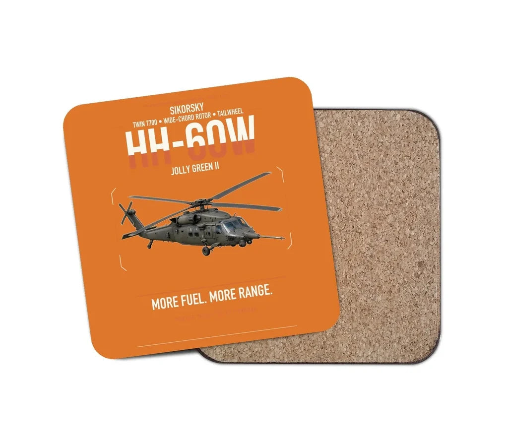 Sikorsky HH-60W Jolly Green II design on orange 1 piece coaster