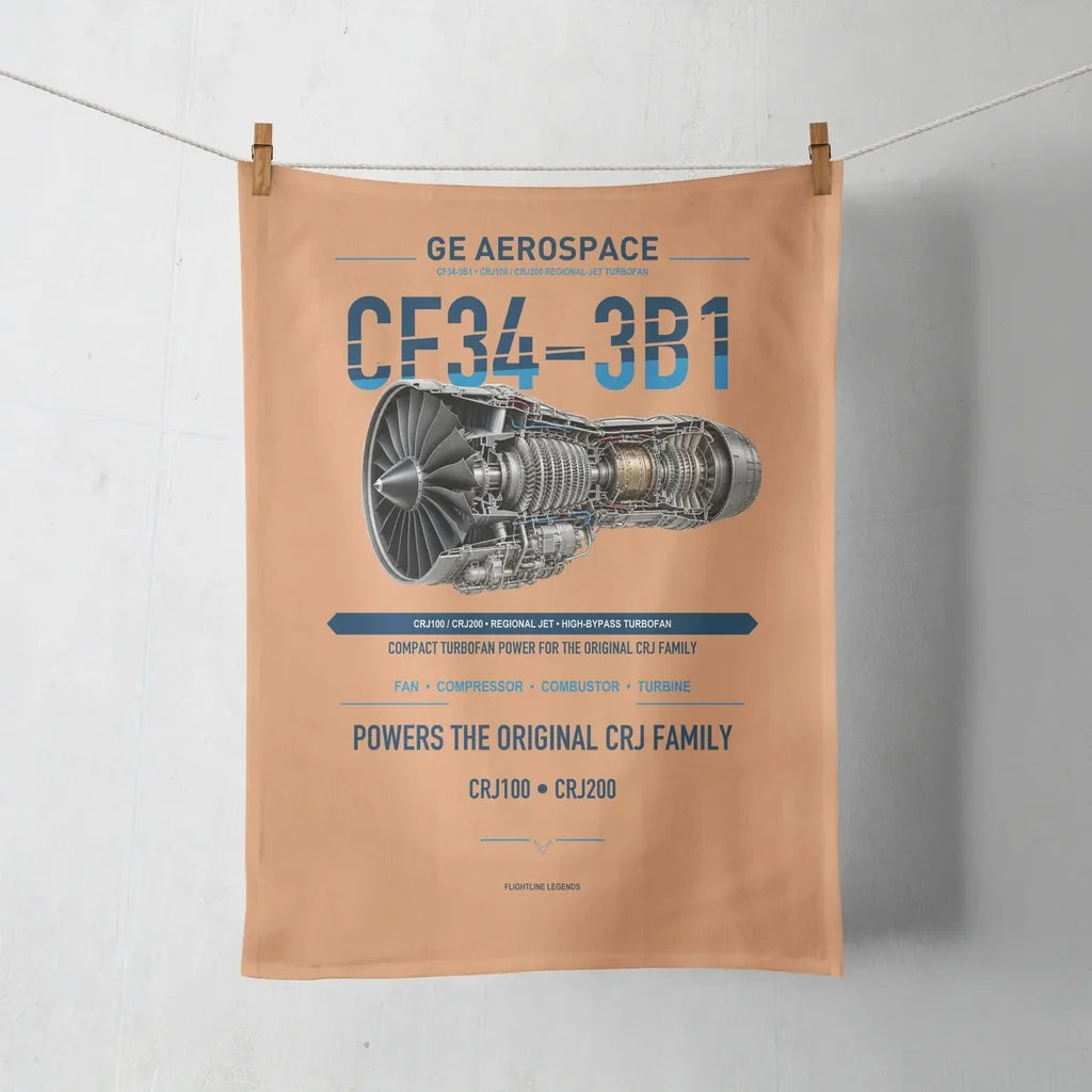 CF34-3B1 design on orange towel