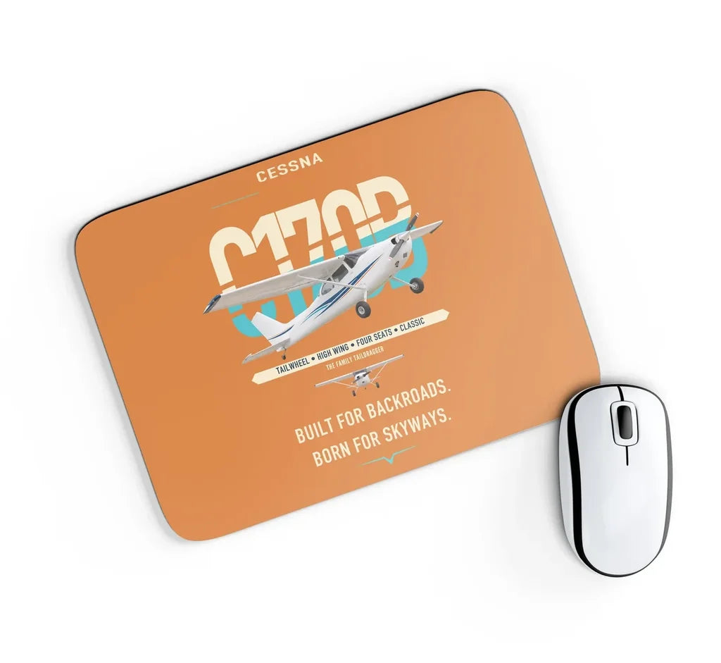Cessna 170B design on orange rectangle mouse pad