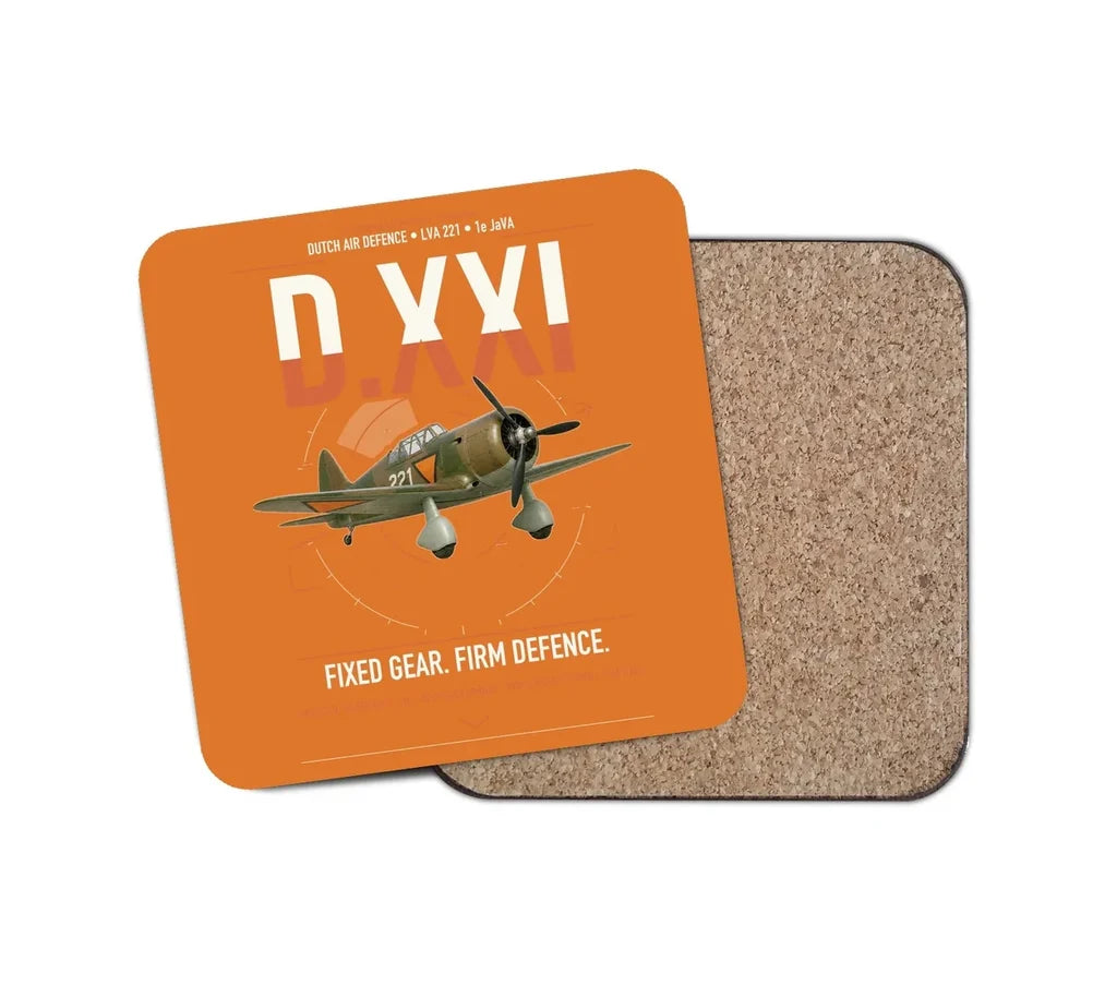 Fokker D.XXI — Dutch LVA aircraft 221 design on orange 1 piece coaster