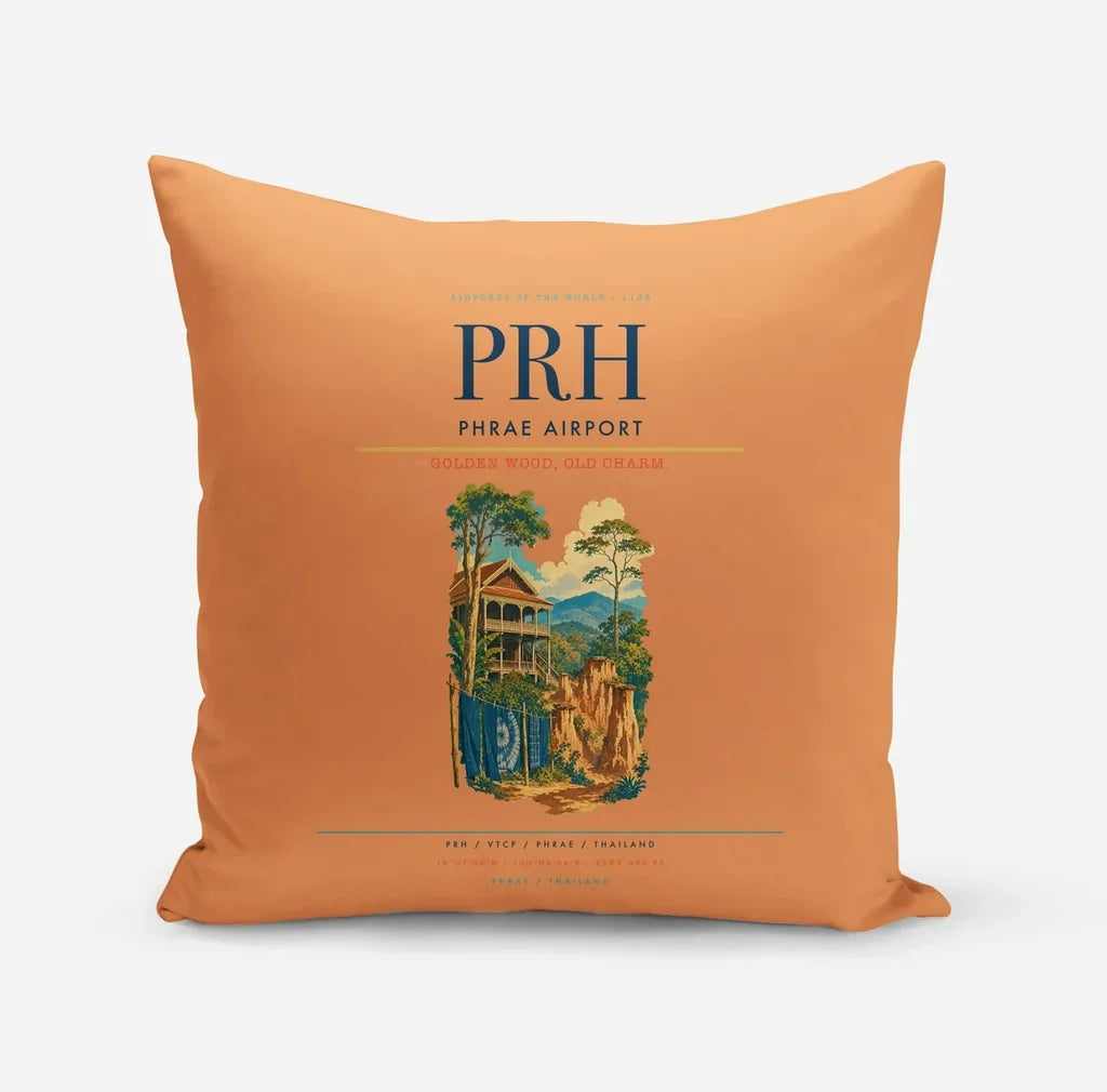 Phrae Airport (PRH) design on orange pillow