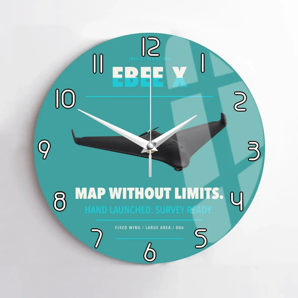 AgEagle eBee X design on turquoise no frame wall clock