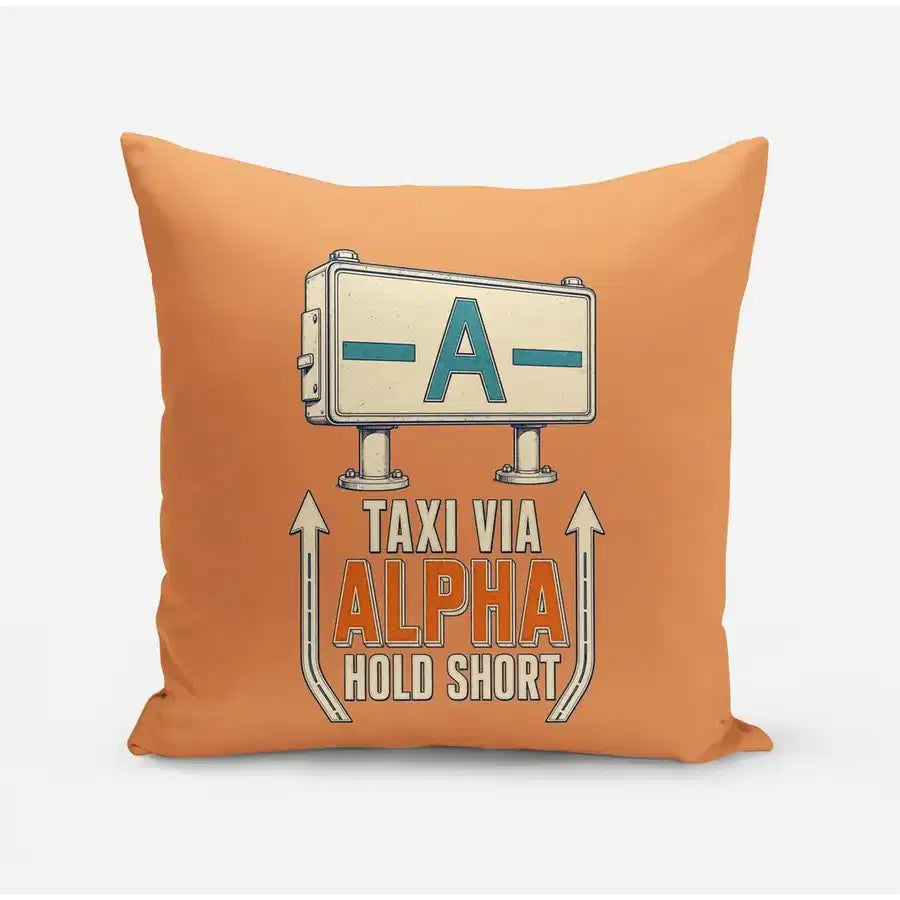 Taxi Via Alpha Hold Short design on orange pillow