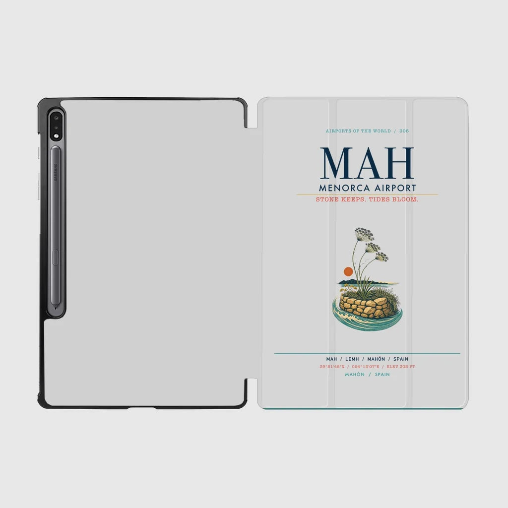 Menorca Airport (MAH) design on light gray samsung tablet tablet case