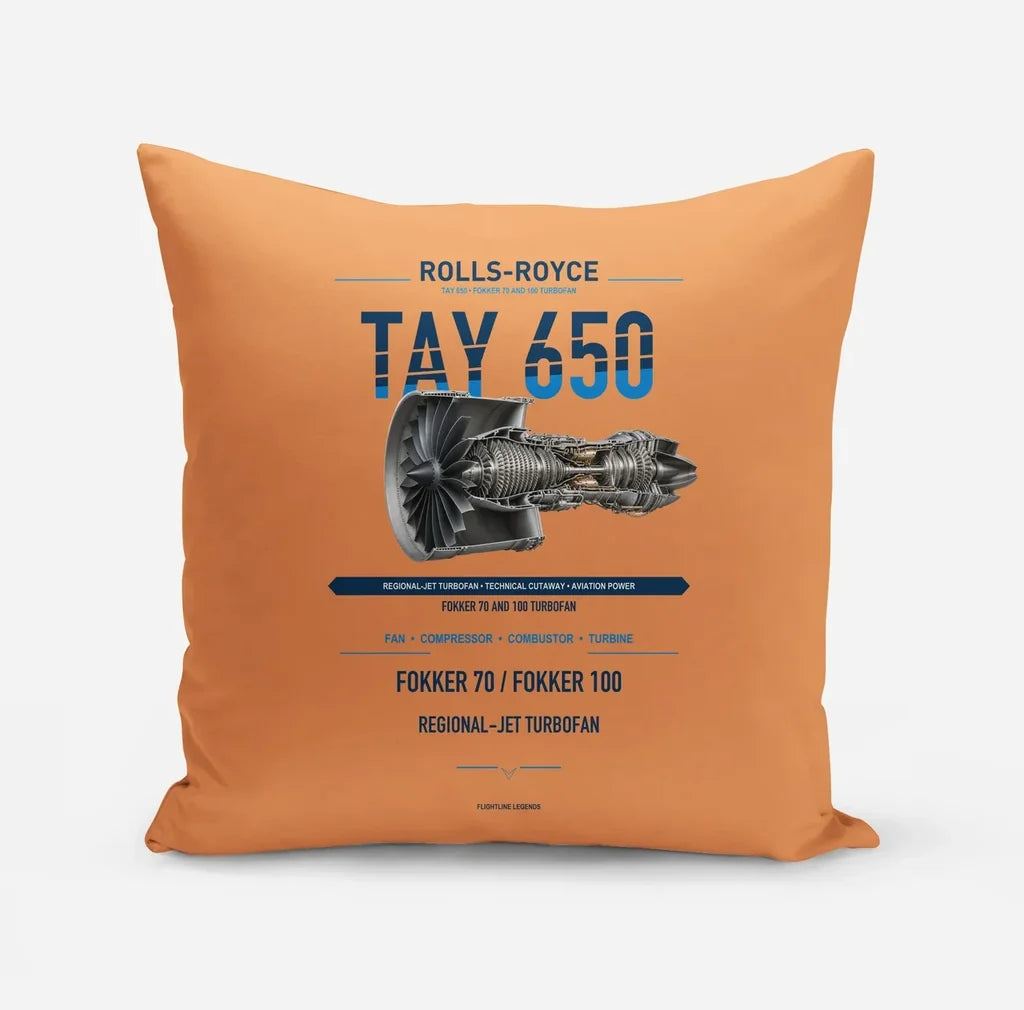 TAY 650 design on orange pillow