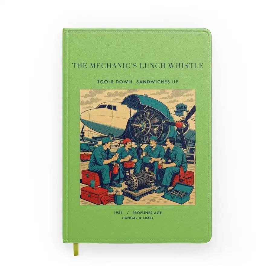VINTAGE G4452 - The Mechanic's Lunch Whistle - Designed Notebooks design on lightgreen