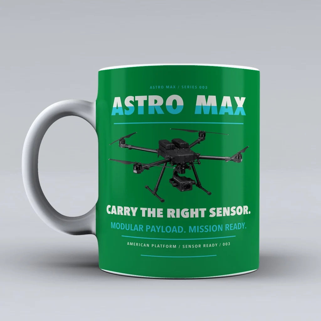 Astro Max Mug design on green freefly