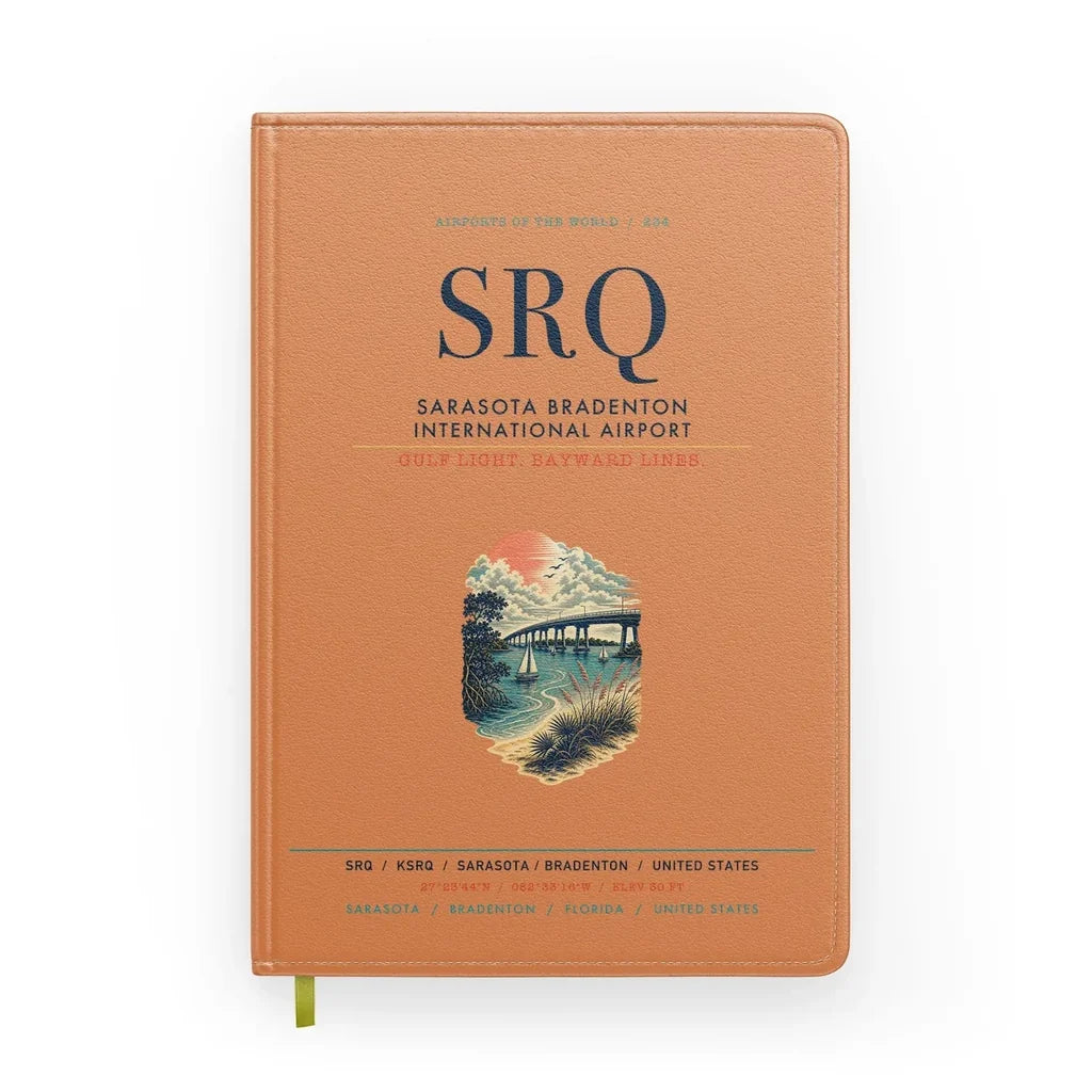 Sarasota Bradenton International Airport (SRQ) design on orange notebook