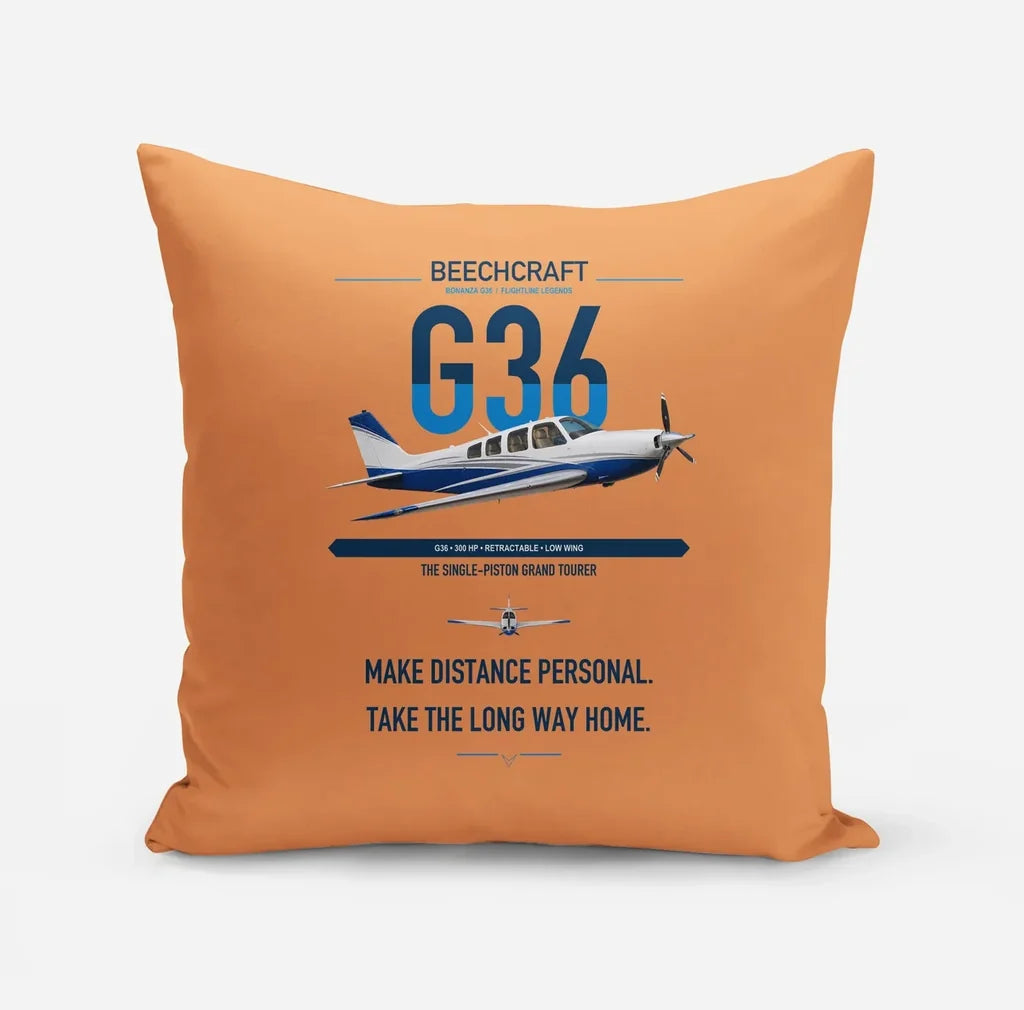 Beechcraft Bonanza G36 design on orange pillow