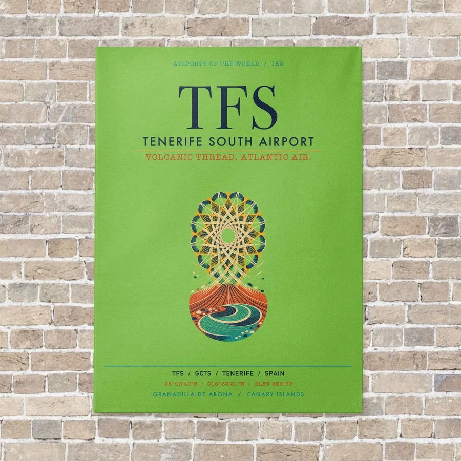 Tenerife South Airport TFS vertical canvas print - no frame - light green background