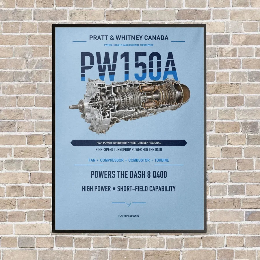PW150A vertical canvas print - framed - light blue background