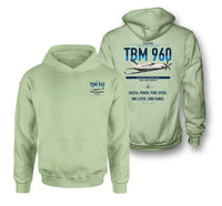 Thumbnail for Daher TBM 960 design on light green double-side hoodie, double-side print