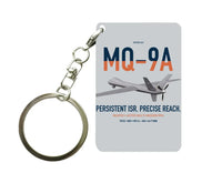 Thumbnail for MQ-9A Reaper design on light gray designed key chain, double-side print