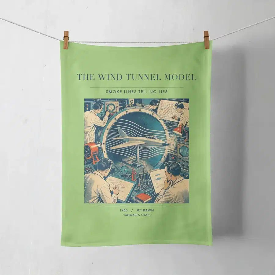 VINTAGE G4174 - The Wind Tunnel Model - Designed Towels design on lightgreen