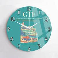 Thumbnail for Great Falls International Airport (GTF) design on turquoise no frame wall clock