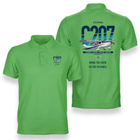 Thumbnail for Cessna T207A Stationair 8 design on light green double-side polo t-shirt, double-side print