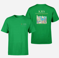 Thumbnail for Kristiansand Airport, Kjevik (KRS) design printed on green double-side t-shirt