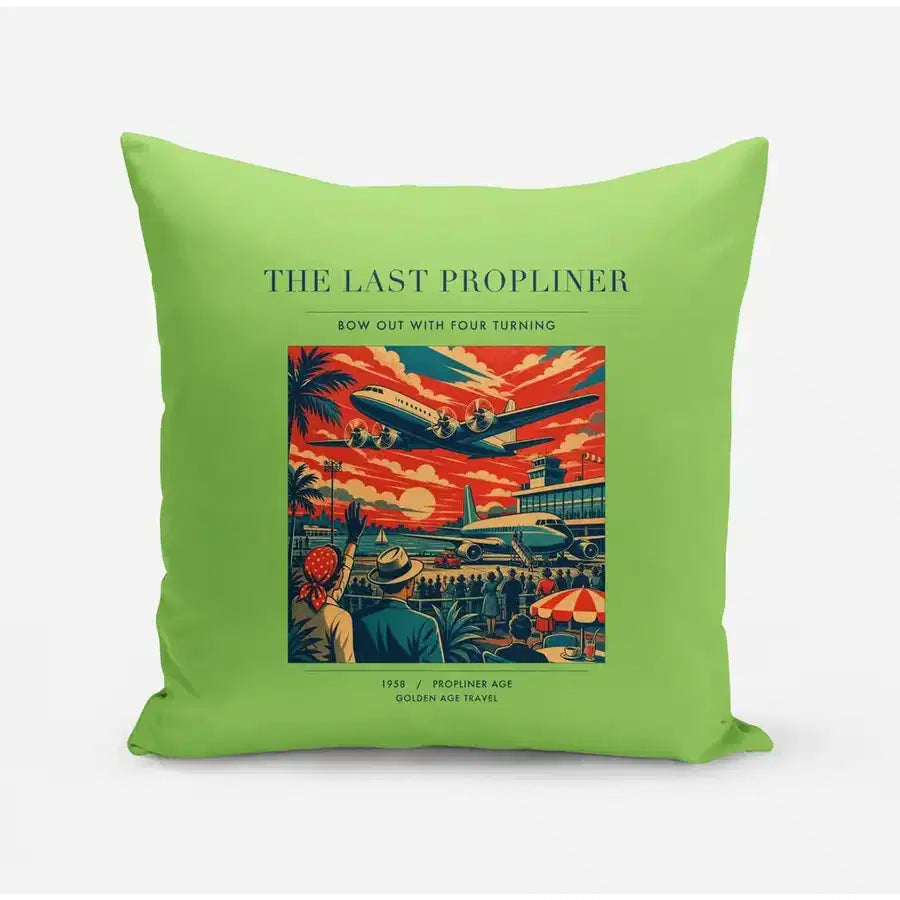 VINTAGE G4112 - The Last Propliner - Designed Pillows design on lightgreen
