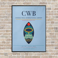 Thumbnail for Afonso Pena International Airport CWB vertical canvas print - framed - light blue background