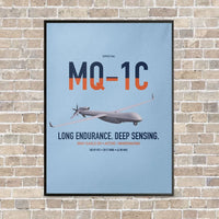 Thumbnail for MQ-1C Gray Eagle ER vertical canvas print - framed - light blue background
