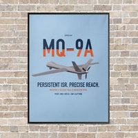 Thumbnail for MQ-9A Reaper vertical canvas print - framed - light blue background