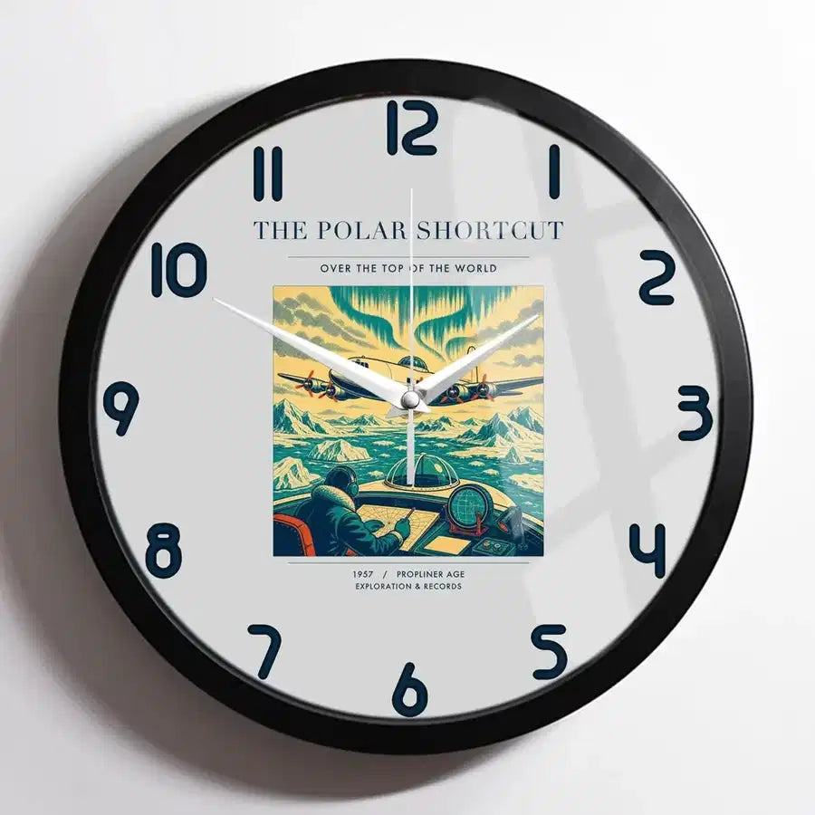 VINTAGE G4086 - The Polar Shortcut - Designed Wall Clocks design on lightgray framed