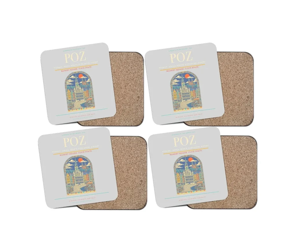 Poznan - awica Henryk Wieniawski Airport POZ Coaster 4-Pieces-Set - Light Gray