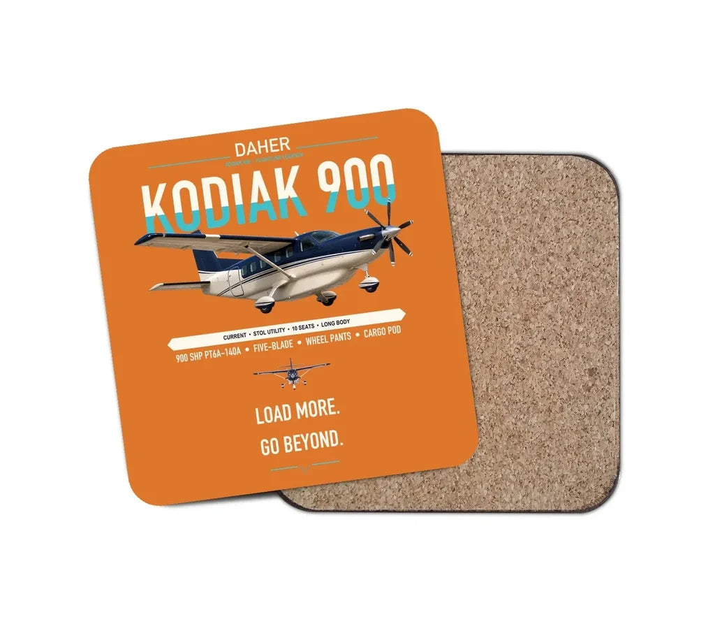 Daher Kodiak 900 design on orange 1 piece coaster