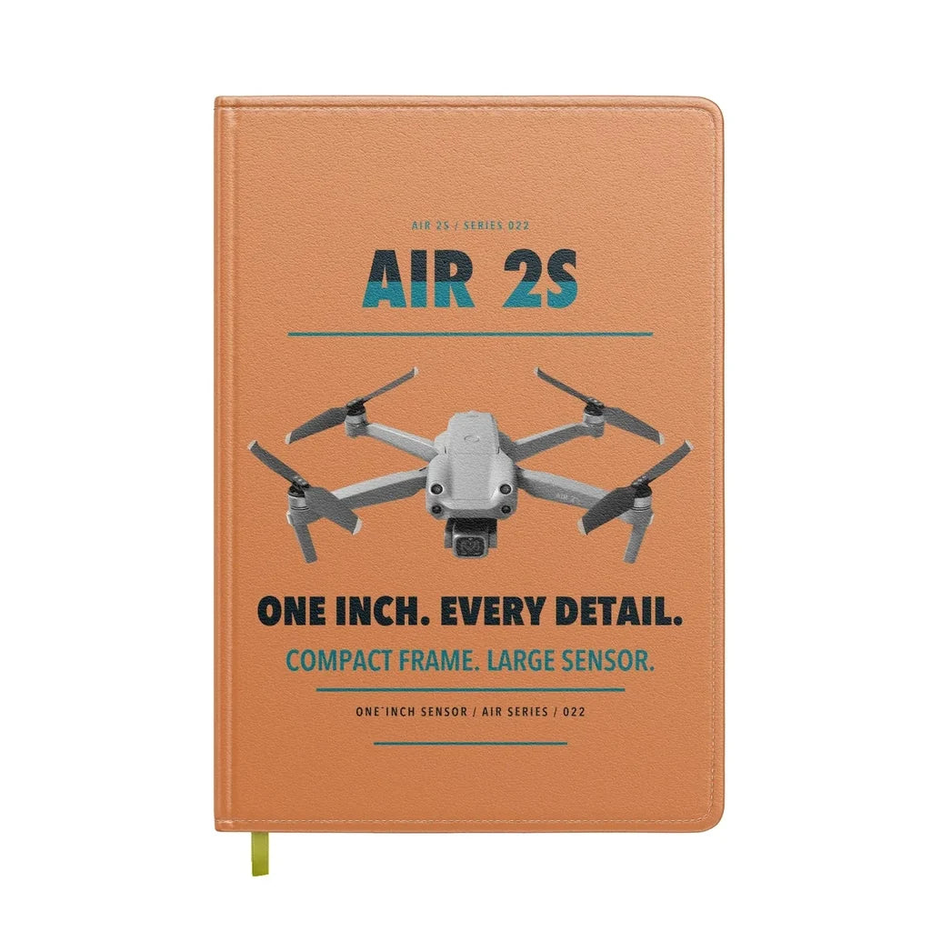 DJI Air 2S design on orange notebook