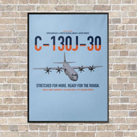 Thumbnail for C-130J-30 Super Hercules vertical canvas print - framed - light blue background
