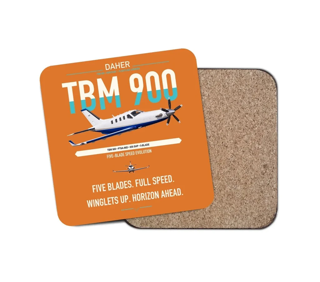 Daher TBM 900 design on orange 1 piece coaster