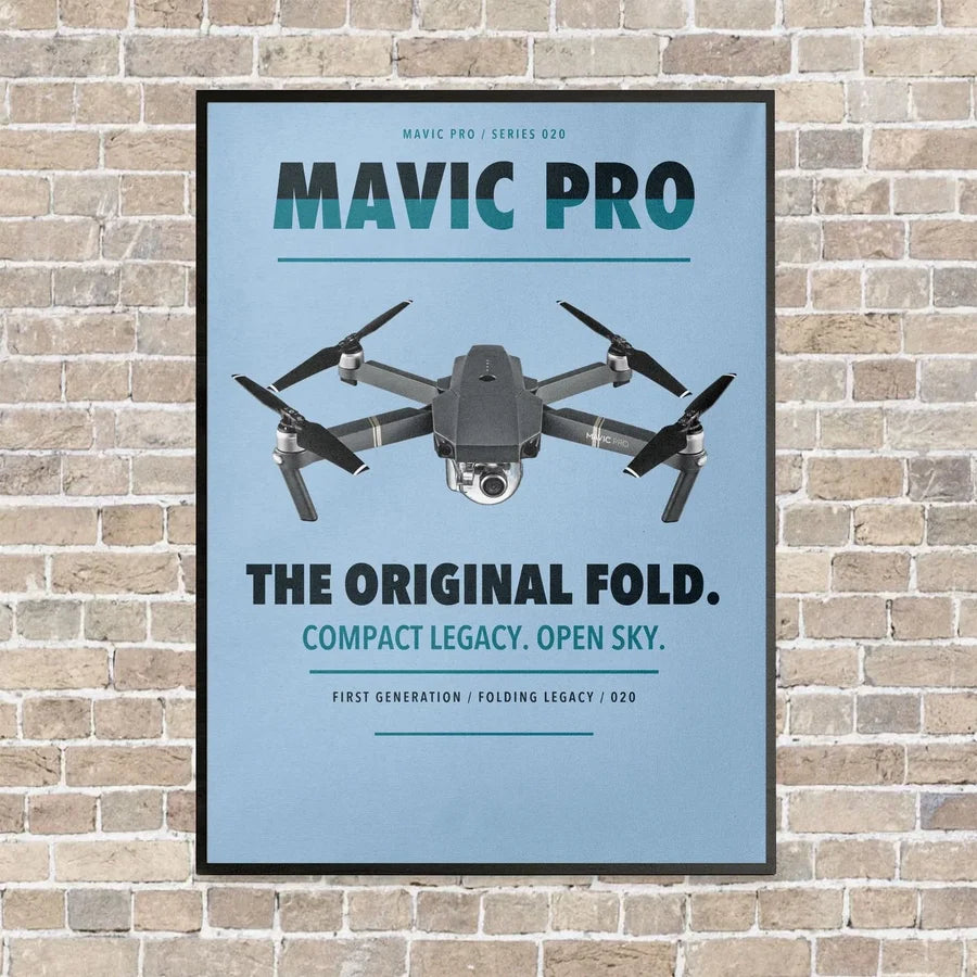 DJI Mavic Pro vertical canvas print - framed - light blue background