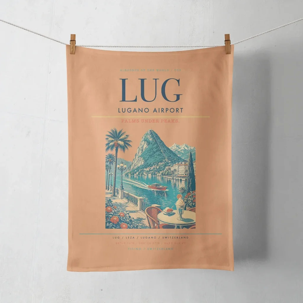 Lugano Airport (LUG) design on orange towel