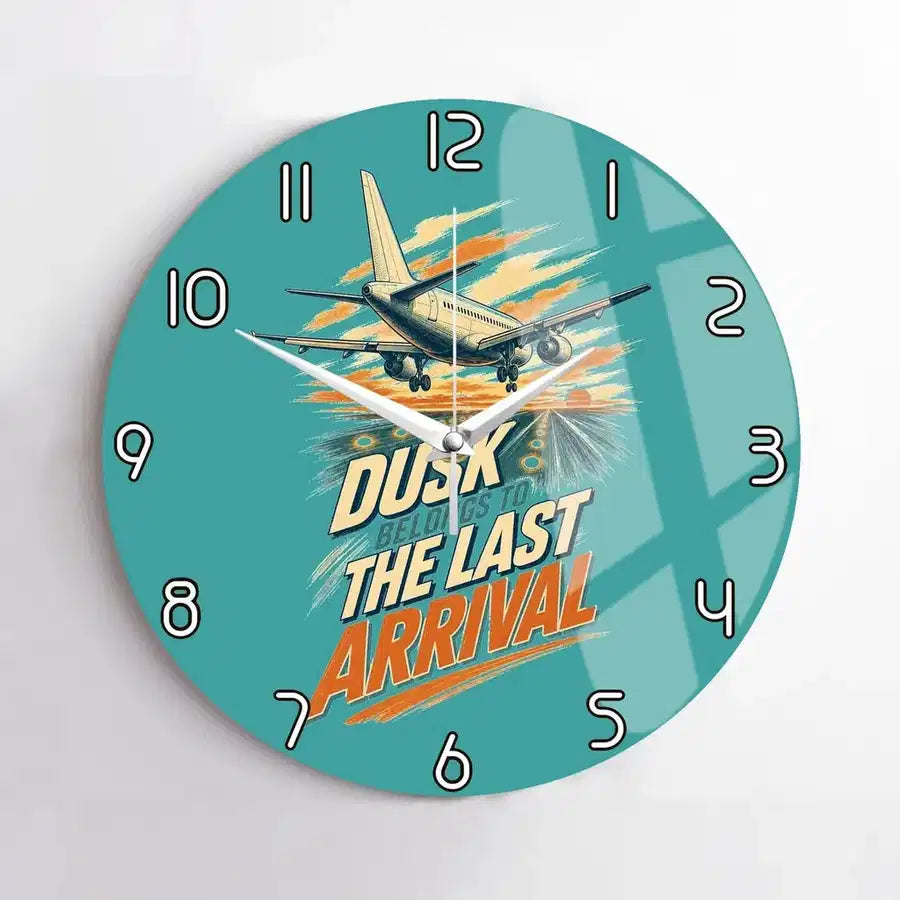 Dusk Belongs To The Last Arrival design on turquoise no frame wall clock