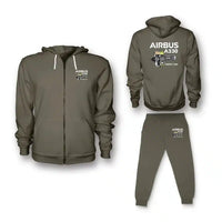 Thumbnail for Airbus A330 & Trent 700 Engine Zipped Hoodie - Dark Green