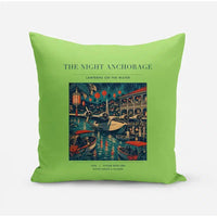 Thumbnail for VINTAGE G4063 - The Night Anchorage - Designed Pillows design on lightgreen