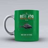 Thumbnail for Bell 429 design on green ceramic mug, double-side print