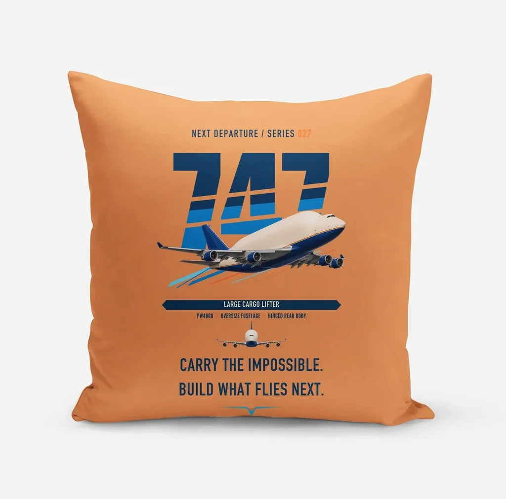Boeing 747-400 Dreamlifter design on orange pillow