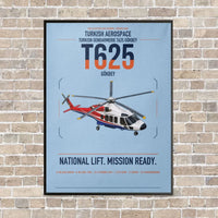 Thumbnail for Turkish Aerospace T625 Gökbey vertical canvas print - framed - light blue background